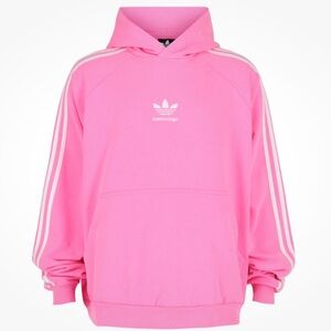 Balenciaga x Adidas Pink Logo Oversized Hoodie Sweatshirt